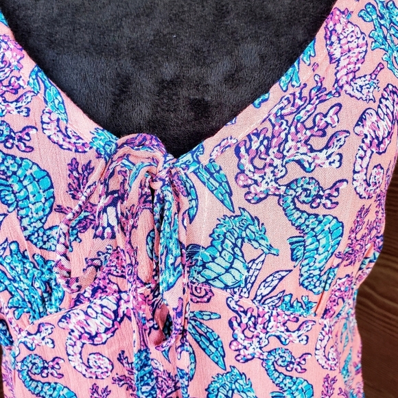 NWT Simply Southern Seahorse Pattern Maxi Dress Size Medium Pink Blue - Picture 13 of 15